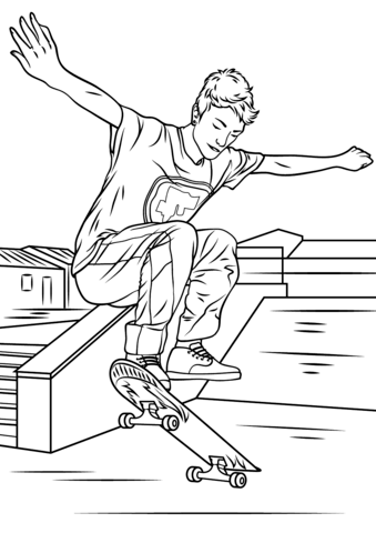 Skateboarding Trick Coloring Page